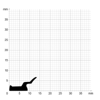 Maßstabgetreuer Profilquerschnitt der Lippendichtung LP289 auf Millimeterpapier.