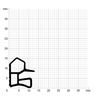 Maßstabgetreuer Profilquerschnitt der Stahlzargendichtung SZ196 auf Millimeterpapier.