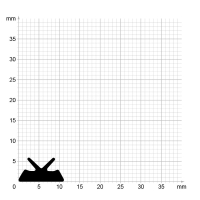 Maßstabgetreuer Profilquerschnitt der Lippendichtung LP296 auf Millimeterpapier.