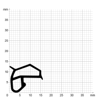 Maßstabgetreuer Profilquerschnitt der Stahlzargendichtung SZ202 auf Millimeterpapier.