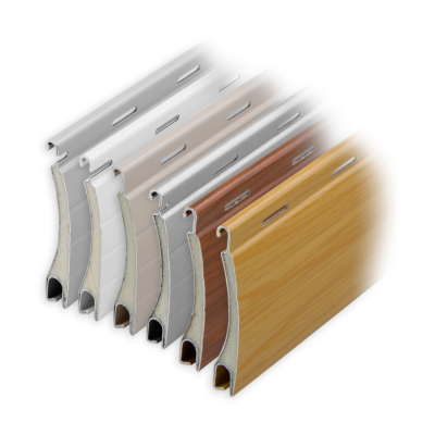 Rollladen Muster-Lamellen Modell Mars aus Aluminium in verschiedenen Farben.
