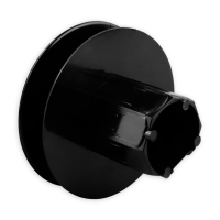 Mini-Gurtsscheibe in schwarz aus Kunststoff mit 85 mm Durchmesser.
