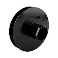 Mini-Gurtsscheibe in schwarz aus Kunststoff mit 115 mm Durchmesser.