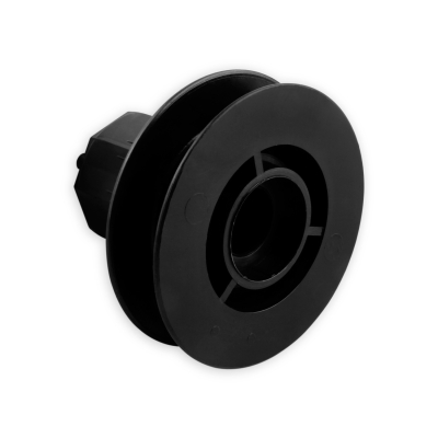 Mini-Gurtsscheibe in schwarz aus Kunststoff mit 78 mm Durchmesser.