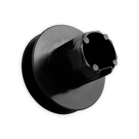 Mini-Gurtsscheibe in schwarz aus Kunststoff mit 78 mm Durchmesser.