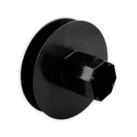 Mini-Gurtsscheibe in schwarz aus Kunststoff mit 100 mm Durchmesser.