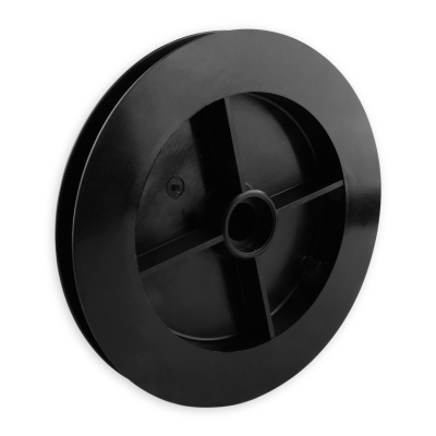 Mini-Gurtsscheibe in schwarz aus Kunststoff mit 190 mm Durchmesser.
