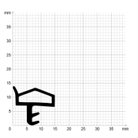 Maßstabgetreuer Profilquerschnitt der Zimmertürdichtung ZT018 auf Millimeterpapier.