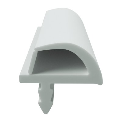 3D Modell der Zimmertürdichtung ZT029 in weiß für senkrechte Nuten zum Türblatt mit Ausreißsteg.