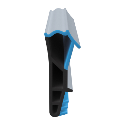 3D Modell der Flügelfalzdichtung FF027 in grau für seitliche Nuten.
