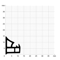 Maßstabgetreuer Profilquerschnitt der Stahlzargendichtung SZ207 auf Millimeterpapier.