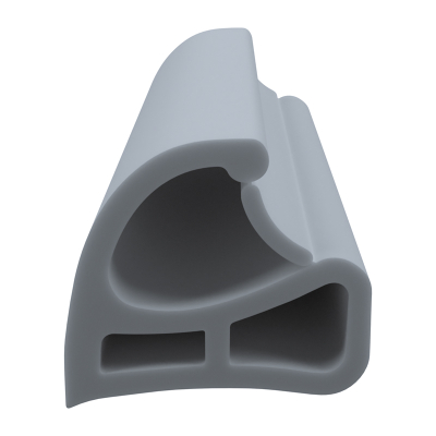 3D Modell der Stahlzargendichtung SZ209 in grau für seitliche Nuten zum Tüblatt mit integriertem Ausreißsteg.