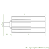 Mini Walzenkapsel SW 40 | Länge 80 mm | 9,8 mm Zapfen