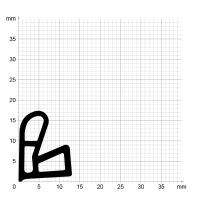 Maßstabgetreuer Profilquerschnitt der Stahlzargendichtung SZ213 auf Millimeterpapier.