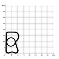 Maßstabgetreuer Profilquerschnitt der Stahlzargendichtung SZ217 auf Millimeterpapier.