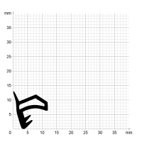 Maßstabgetreuer Profilquerschnitt der Zimmertürdichtung ZT032 auf Millimeterpapier.