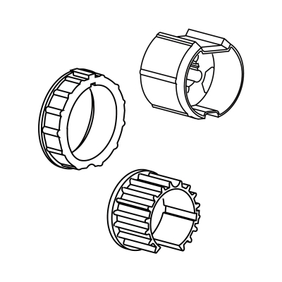 Adapter-Mitnehmer für Rundwelle mit Flachnut DS 78 für Somfy Antriebe Baureihe 50.