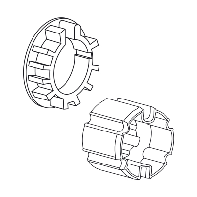 Adapter-Mitnehmer für Rundwelle mit Rundnut DS 74 für Somfy Antriebe Baureihe 50.