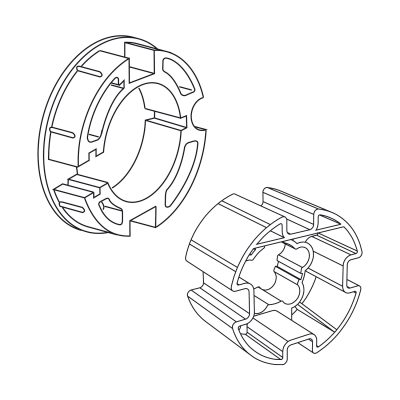 Adapter-Mitnehmer für Rundwelle mit Flach- und Rundnut DS 78 für Somfy Antriebe Baureihe 50.