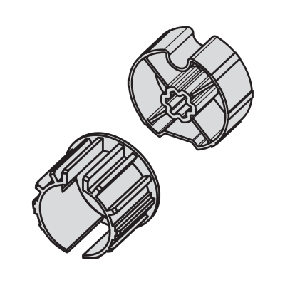 Technische Zeichnung von Adapter und Mitnehmer für Nutwelle DW 78.