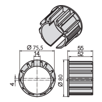 Technische Zeichnung des Laufrings für Nutwelle DW 78 mit Bemaßung.