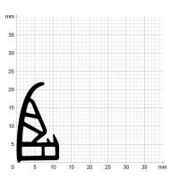 Maßstabgetreuer Profilquerschnitt der Stahlzargendichtung SZ219 auf Millimeterpapier.