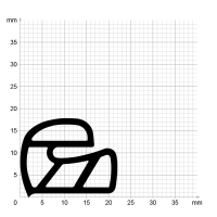 Maßstabgetreuer Profilquerschnitt der Stahlzargendichtung SZ235 auf Millimeterpapier.