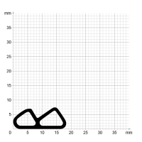Maßstabgetreuer Profilquerschnitt der Stahlzargendichtung SZ233 auf Millimeterpapier.