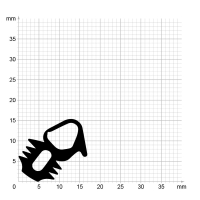 Maßstabgetreuer Profilquerschnitt der Stahlzargendichtung SZ237 auf Millimeterpapier.