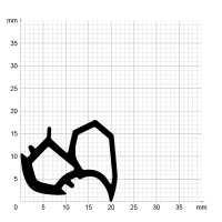 Maßstabgetreuer Profilquerschnitt der Stahlzargendichtung SZ138 auf Millimeterpapier.