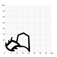 Maßstabgetreuer Profilquerschnitt der Stahlzargendichtung SZ241 auf Millimeterpapier.