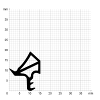 Maßstabgetreuer Profilquerschnitt der Stahlzargendichtung SZ242 auf Millimeterpapier.