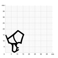 Maßstabgetreuer Profilquerschnitt der Stahlzargendichtung SZ243 auf Millimeterpapier.
