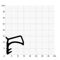 Maßstabgetreuer Profilquerschnitt der Stahlzargendichtung SZ244 auf Millimeterpapier.
