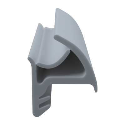 3D Modell der Stahlzargendichtung SZ246 in grau für senkrechte Nuten zum Tüblatt mit integriertem Ausreißsteg.