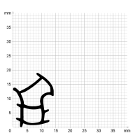 Maßstabgetreuer Profilquerschnitt der Stahlzargendichtung SZ249 auf Millimeterpapier.