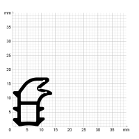Maßstabgetreuer Profilquerschnitt der Stahlzargendichtung SZ255 auf Millimeterpapier.