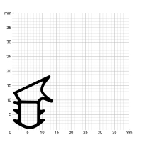 Maßstabgetreuer Profilquerschnitt der Stahlzargendichtung SZ254 auf Millimeterpapier.