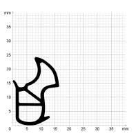 Maßstabgetreuer Profilquerschnitt der Stahlzargendichtung SZ259 auf Millimeterpapier.