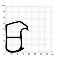 Maßstabgetreuer Profilquerschnitt der Stahlzargendichtung SZ258 auf Millimeterpapier.