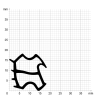 Maßstabgetreuer Profilquerschnitt der Stahlzargendichtung SZ257 auf Millimeterpapier.