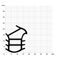 Maßstabgetreuer Profilquerschnitt der Stahlzargendichtung SZ261 auf Millimeterpapier.