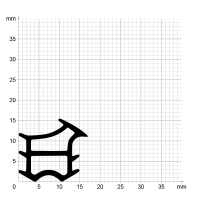 Maßstabgetreuer Profilquerschnitt der Stahlzargendichtung SZ266 auf Millimeterpapier.