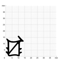 Maßstabgetreuer Profilquerschnitt der Stahlzargendichtung SZ268 auf Millimeterpapier.