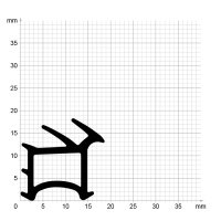 Maßstabgetreuer Profilquerschnitt der Stahlzargendichtung SZ269 auf Millimeterpapier.