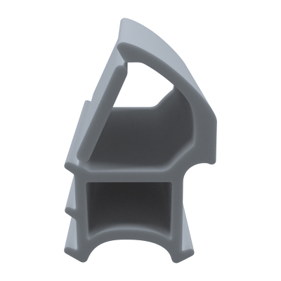 3D Modell der Stahlzargendichtung SZ271 in grau für senkrechte Nuten zum Tüblatt mit integriertem Ausreißsteg.