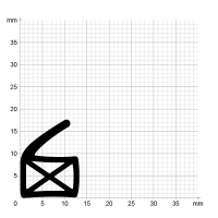 Maßstabgetreuer Profilquerschnitt der Stahlzargendichtung SZ272 auf Millimeterpapier.