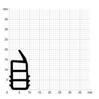 Maßstabgetreuer Profilquerschnitt der Stahlzargendichtung SZ277 auf Millimeterpapier.