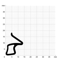 Maßstabgetreuer Profilquerschnitt der Stahlzargendichtung SZ283 auf Millimeterpapier.