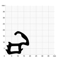 Maßstabgetreuer Profilquerschnitt der Stahlzargendichtung SZ284 auf Millimeterpapier.
